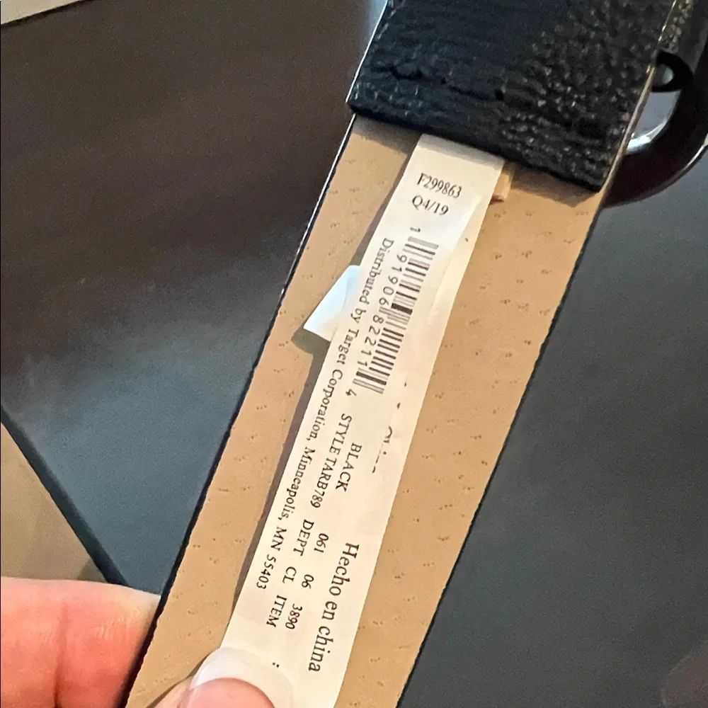 Universal Thread Black Leather Belt with Silver Buckle